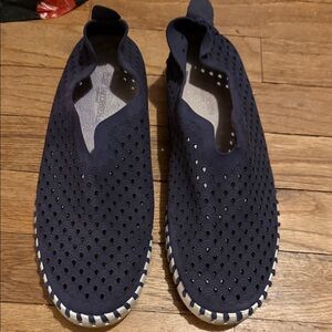 Ilse Jacobsen Navy Perforated Slip-On Loafers